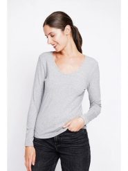 ASSUILI Koszulka w kolorze szarym rozmiar: 38. Szare koszulki damskie Assuili, bez wzorów, z bawełny, bez kołnierzyka, bez ramiączek. Za 78.99 zł.