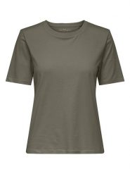 ONLY Koszulka w kolorze khaki rozmiar: S. Brązowe bluzki damskie Only, s, bez wzorów, z bawełny, bez kołnierzyka, bez ramiączek. Za 33.13 zł.