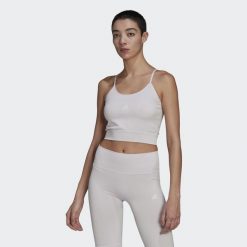 Biustonosz sportowy damski Adidas Sml Spagcrop. Niebieskie biustonosze sportowe damskie Adidas, bez wzorów. Za 92.00 zł.