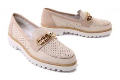 RIEKER 54852-60 beige, półbuty damskie. Brązowe półbuty damskie Rieker, na lato, w ażurowe wzory, bez obcasa, na obcasie, bez zapięcia. Za 159.95 zł.