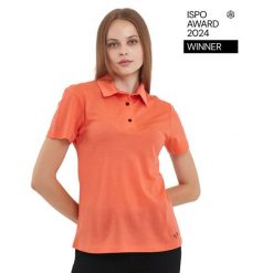 Koszulka Polo Damska 100% Merino Woolona. Brązowe bluzki damskie WOOLONA, bez wzorów, bez kołnierzyka, bez ramiączek. W wyprzedaży za 288.00 zł.