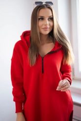 Bluza ocieplana z rozcięciami na bokach czerwona. Czerwone bluzy damskie KESI, l, bez wzorów, z bawełny, bez kaptura. Za 284.37 zł.