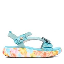 Sandały Laura Vita. Niebieskie sandały damskie LAURA VITA, bez wzorów, bez obcasa, na płaskiej podeszwie, bez zapięcia. Za 439.99 zł.