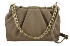 Marszczona listonoszka skórzana BARBERINI'S beżowa 948-2. Brązowe shopper bag Barberinis, bez wzorów, ze skóry, małe, bez dodatków. Za 269.99 zł.