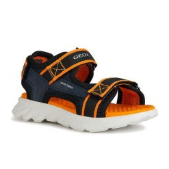 Sandały Geox J Sandal Airadyum B. Niebieskie sandały damskie Geox, bez wzorów, z syntetyku, bez obcasa, bez zapięcia. Za 159.99 zł.