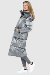 BLAUER Srebrny puchowy płaszcz Naomi z odpinanym kapturem. Szare płaszcze damskie Blauer USA, s, bez wzorów, z poliamidu. W wyprzedaży za 1,709.99 zł.