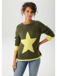 Aniston Sweter w kolorze ciemnozielonym rozmiar: 38. Zielone swetry klasyczne damskie Aniston, bez kołnierzyka. Za 61.17 zł.