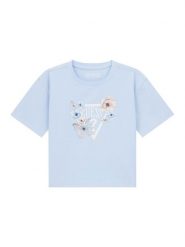 Guess T-Shirt J6RI32 K6YW4 Błękitny Regular Fit. Niebieskie koszulki i t-shirty dziewczęce Guess, z aplikacjami, z bawełny, bez kołnierzyka, bez ramiączek. Za 89.99 zł.