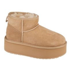 Buty Emu Australia Stinger Micro Flatform W13082-SAND beżowy. Brązowe śniegowce damskie z gumy. Za 826.66 zł.