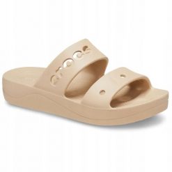 Klapki Dla Dorosłych Crocs Baya Platform. Brązowe klapki damskie Crocs, bez wzorów, z materiału, bez obcasa, bez zapięcia. Za 139.99 zł.