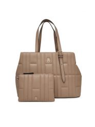 Tommy Hilfiger Torebka Th Feminine Tote AW0AW17452 Beżowy. Brązowe torebki klasyczne damskie Tommy Hilfiger, ze skóry, bez dodatków. Za 609.99 zł.