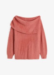 Sweter z asymetrycznym dekoltem off-shoulder. Czarne swetry klasyczne damskie bonprix, z asymetrycznym kołnierzem. Za 79.99 zł.