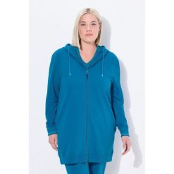 Damskie Bluza dresowa ozdobna lamówka oversize kaptur. Niebieskie bluzy damskie Ulla Popken, bez wzorów, z bawełny, bez kaptura. Za 239.99 zł.