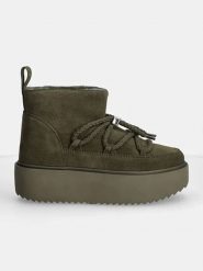 INUIKII Skórzane botki zimowe "Classic Low Platform" w kolorze khaki rozmiar: 38. Brązowe botki damskie Inuikii, na zimę, ze skóry, bez obcasa, na platformie, bez zapięcia. Za 658.88 zł.