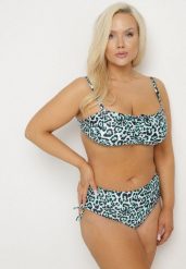Zielone Bikini Biustonosz z Wiązaniem i Majtki Figi ze Ściągaczami Uloselia. Zielone bikini Born2be, w ażurowe wzory. Za 64.99 zł.