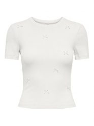ONLY T-Shirt Femke 15369336 Kremowy Slim Fit. Białe t-shirty damskie Only, xl, bez wzorów, z bawełny, bez kołnierzyka. Za 99.99 zł.