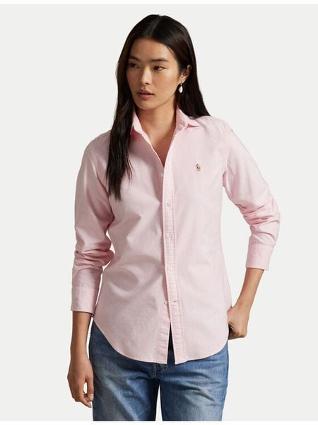 Polo Ralph Lauren Koszula 211891377002 Różowy Regular Fit. Czerwone koszule damskie Polo Ralph Lauren, bez wzorów, z bawełny, bez kołnierzyka, bez ramiączek. Za 425.99 zł.