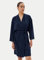 Tommy Hilfiger Szlafrok UW0UW05781 Granatowy. Niebieskie szlafroki damskie Tommy Hilfiger, bez wzorów, z bawełny, bez kaptura. Za 219.99 zł.