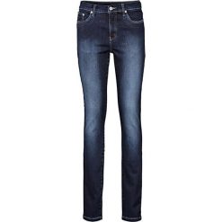 Dżinsy wyszczuplające SKINNY bonprix ciemny denim. Niebieskie jeansy damskie bonprix, z denimu. Za 159.99 zł.