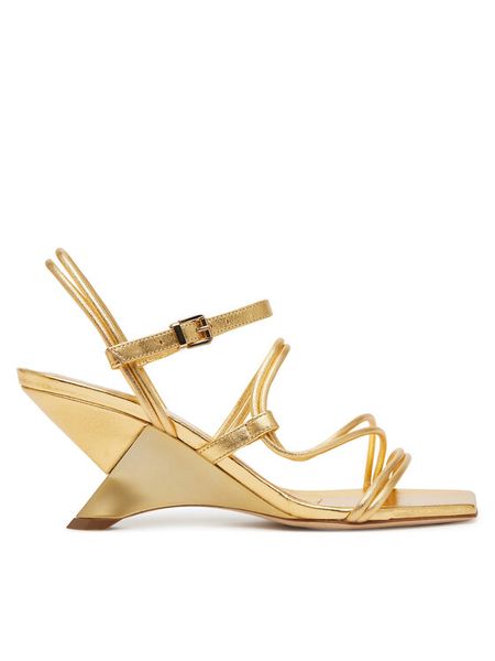 Vic Matié Sandały 1G3300D E14Z110108 Złoty. Żółte sandały damskie Vic Matié, bez wzorów, ze skóry, bez obcasa, na koturnie, bez zapięcia. Za 1,599.00 zł.