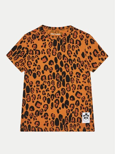 Mini Rodini T-Shirt Basic Leopard 1000000213 Brązowy Regular Fit. Brązowe koszulki i t-shirty dziewczęce Mini Rodini, bez wzorów, z lyocellu, bez kołnierzyka, bez ramiączek. Za 79.99 zł.