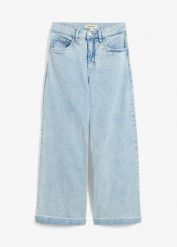 Dżinsy Wide Leg, high waist, cropped. Niebieskie jeansy damskie bonprix, z podwyższonym stanem. Za 59.99 zł.