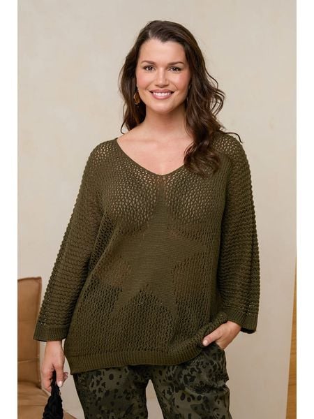 Curvy Lady Sweter w kolorze khaki rozmiar: 44/46. Brązowe swetry klasyczne damskie Curvy Lady, ze splotem, bez kołnierzyka. Za 169.26 zł.