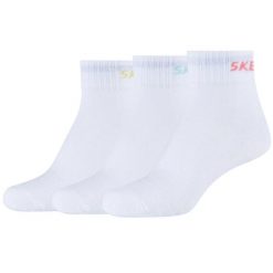 Skarpetki sportowe damskie 3PPK Wm Mesh Ventilation Quarter Socks. Białe skarpetki damskie Skechers, bez wzorów, z bawełny. Za 29.99 zł.