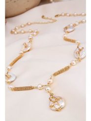 Pierres delicates Pozłacany naszyjnik z perłami - dł. 70 cm rozmiar: onesize. Białe naszyjniki damskie Pierres delicates, z perłą, pozłacane. Za 205.93 zł.