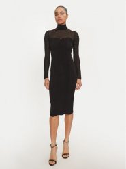 Elisabetta Franchi Sukienka codzienna AM-02B-46E2-V400 Czarny Slim Fit. Czarne sukienki damskie Elisabetta Franchi, bez wzorów, z syntetyku, bez ramiączek. Za 1,899.00 zł.