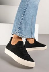Czarne Sneakersy Ozdobione Siateczką Varlio. Czarne obuwie sportowe damskie Renee, z jeansu, bez zapięcia. Za 74.99 zł.