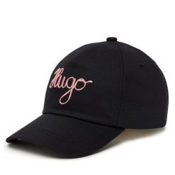 Czapka z daszkiem HUGO. Czarne czapki z daszkiem damskie Hugo, bez wzorów. Za 129.99 zł.