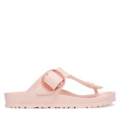Japonki Birkenstock. Czerwone klapki damskie Birkenstock, bez wzorów, bez obcasa, bez zapięcia. Za 269.99 zł.