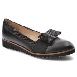 Czarne Półbuty Gamis Skórzane Buty Damskie. Czarne półbuty damskie GAMIS, z aplikacjami, ze skóry, bez obcasa, bez zapięcia. Za 179.00 zł.