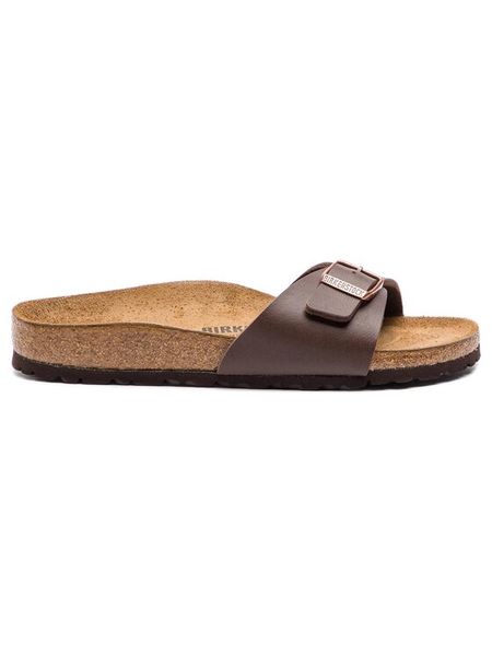 Birkenstock Klapki Madrid Bs 0040393 Brązowy. Brązowe klapki damskie Birkenstock, bez wzorów, ze skóry, bez obcasa, bez zapięcia. Za 306.99 zł.