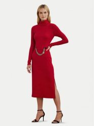 LAUREN RALPH LAUREN Sukienka dzianinowa 250951822002 Czerwony Slim Fit. Czerwone sukienki damskie Lauren Ralph Lauren, bez wzorów, z bawełny, bez ramiączek. Za 649.99 zł.