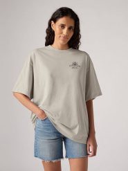 Levi's Koszulka w kolorze szarobrązowym rozmiar: L. Brązowe bluzki damskie Levi's, l, bez wzorów, z bawełny, bez kołnierzyka, bez ramiączek. Za 92.86 zł.