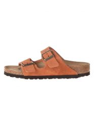 Birkenstock Skórzane klapki "Arizona" w kolorze pomarańczowym rozmiar: 36. Pomarańczowe klapki damskie Birkenstock, bez wzorów, ze skóry, z otwartym noskiem, bez obcasa, bez zapięcia. Za 324.95 zł.