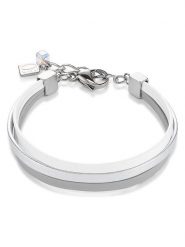 COEUR DE LION Skórzana bransoletka w kolorze srebrno-białym rozmiar: onesize. Białe bransoletki damskie COEUR DE LION, ze stali. Za 175.67 zł.