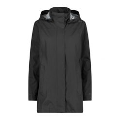 Płaszcz damski turystyczne CMP 39X6646. Czarne płaszcze damskie CMP, xl, bez wzorów, z materiału, z kapturem. Za 338.90 zł.