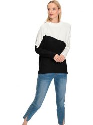 Heine Sweter w kolorze czarno-białym rozmiar: 36. Białe swetry klasyczne damskie Heine, bez kołnierzyka. Za 37.30 zł.
