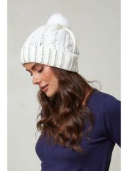 Soft Cashmere Czapka w kolorze białym rozmiar: onesize. Białe czapki damskie Soft Cashmere, z aplikacjami, ze skóry. Za 105.38 zł.