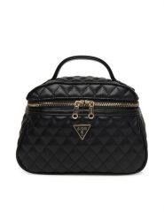 Guess Kosmetyczka PW7555 P6161 Czarny. Czarne kosmetyczki damskie Guess, z aplikacjami, ze skóry. Za 269.99 zł.