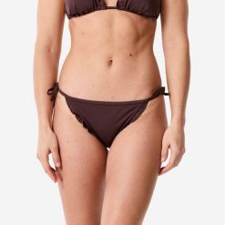 Dół kostiumu kąpielowego surfingowego damski Decathlon Sandy Cancan. Brązowe bikini Decathlon, bez wzorów, z elastanu. Za 44.99 zł.