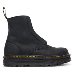 Botki Dr. Martens. Czarne botki damskie Dr Martens, bez obcasa, na płaskiej podeszwie, bez zapięcia. Za 859.99 zł.