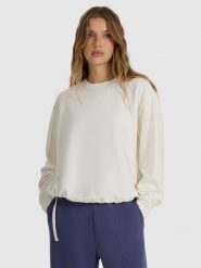 4F Bluza dresowa nierozpinana z modalem damska - biała S. Białe bluzy damskie 4F, s, bez wzorów, z dresówki, bez kaptura. W wyprzedaży za 69.99 zł.