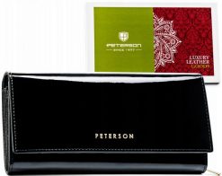 Portfel skórzany Peterson PTN BC-409 czarny. Czarne portfele damskie Peterson, bez wzorów, ze skóry. Za 139.00 zł.