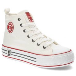 Białe Trampki Big Star Damskie Stylowe Buty. Białe trampki damskie Big Star, bez wzorów, z materiału, bez zapięcia. Za 149.00 zł.