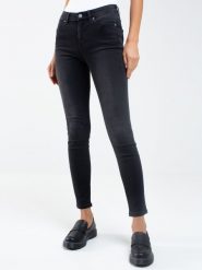 Jeansy damskie skinny z przetarciami czarne Adela 961. Czarne jeansy damskie Big Star, bez wzorów, z denimu. W wyprzedaży za 199.99 zł.