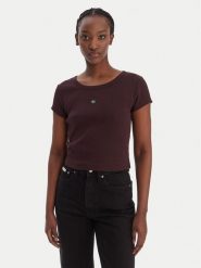 Calvin Klein Jeans T-Shirt LV047C200G Brązowy Slim Fit. Brązowe t-shirty damskie Calvin Klein Jeans, l, bez wzorów, z bawełny, bez kołnierzyka. Za 169.99 zł.